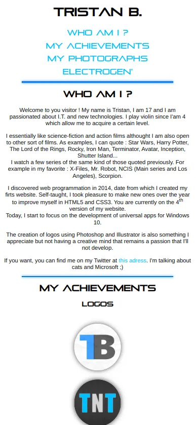 My website v4 on mobile