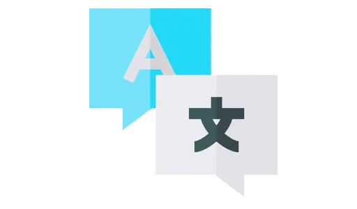 Icon with a latin character and a chinese character in chat bubbles